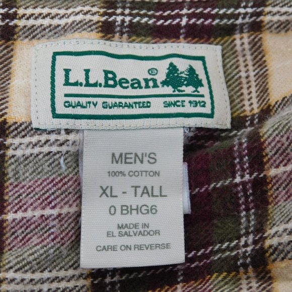 LL Bean Men Heavy Cotton Flannel Plaid Button Down Shirt Size XL Tall Multicolor - Picture 7 of 7